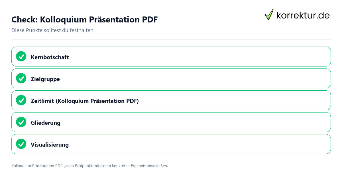 Check: Kolloquium Präsentation PDF Kolloquium Präsentation PDF mit einer themenspezifischen Checkliste