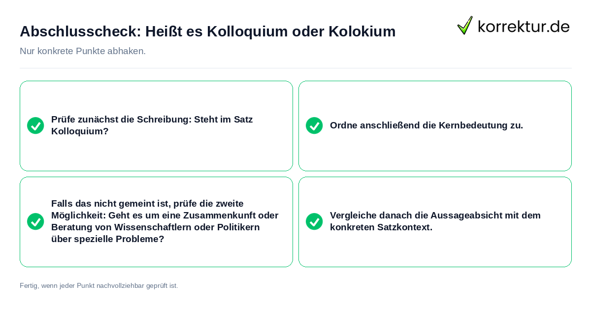 Konkreter Abschlusscheck zu Heißt es Kolloquium oder Kolokium