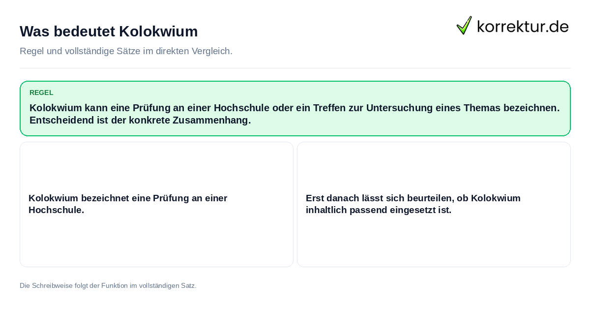 Was bedeutet Kolokwium Konkrete Regel und vollständige Beispielsätze zu Was bedeutet Kolokwium