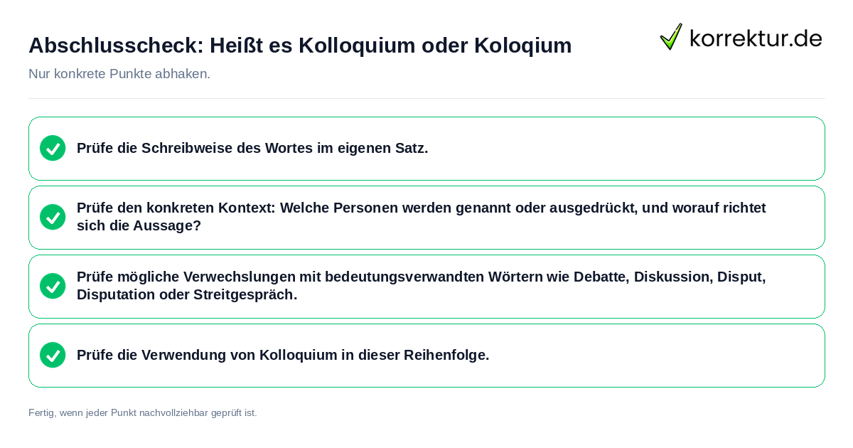 Konkreter Abschlusscheck zu Heißt es Kolloquium oder Koloqium
