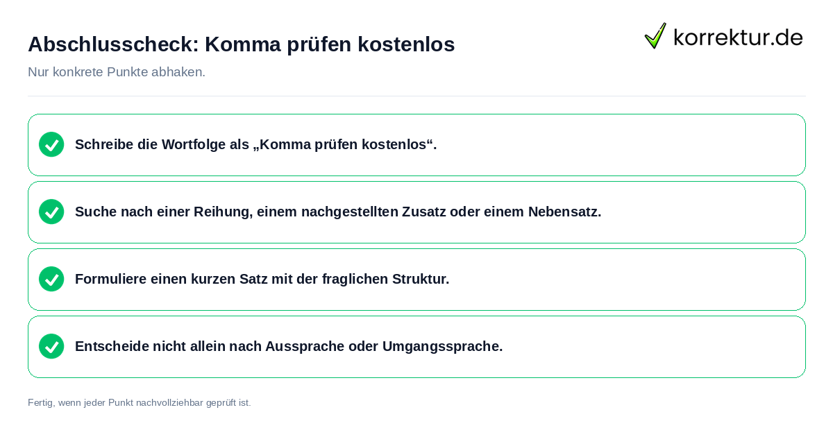 Abschlusscheck: Komma prüfen kostenlos Konkreter Abschlusscheck zu Komma prüfen kostenlos