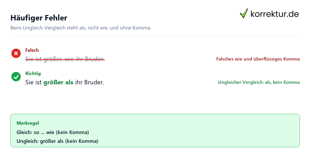 Komma vor wie Komma vor wie