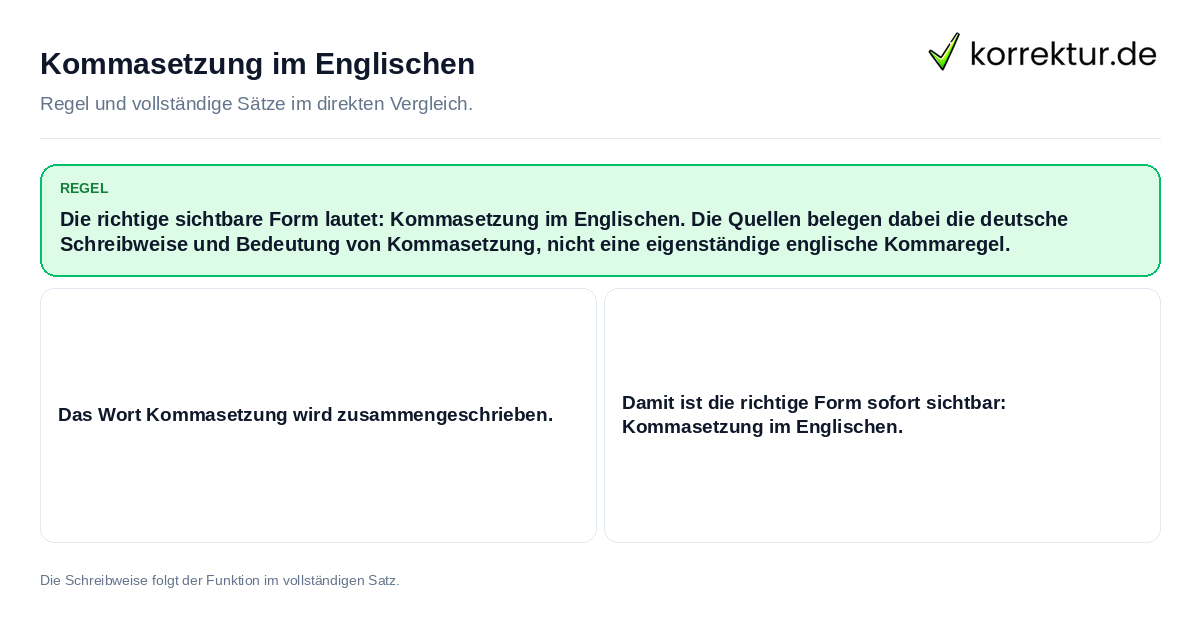 Kommasetzung im Englischen Konkrete Regel und vollständige Beispielsätze zu Kommasetzung im Englischen