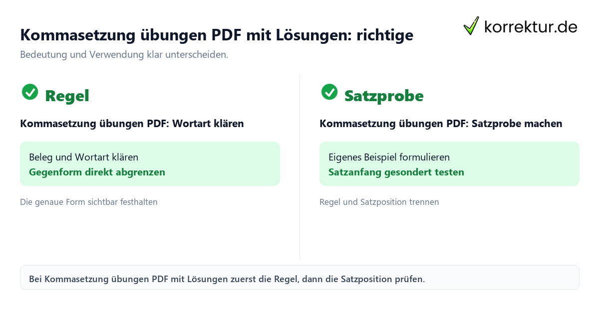 Kommasetzung übungen PDF mit Lösungen: richtige Schreibweise