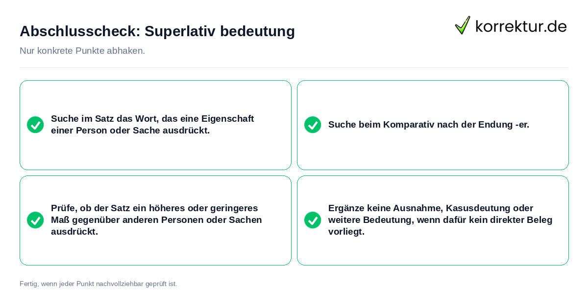 Konkreter Abschlusscheck zu Superlativ bedeutung