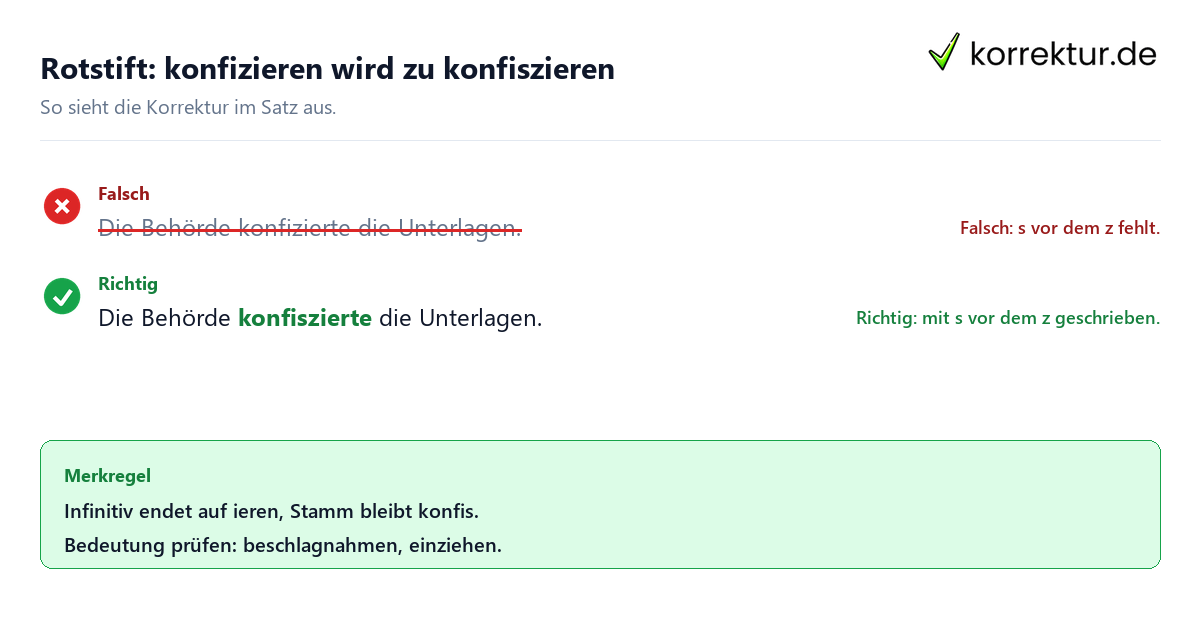 Rotstift-Korrektur zu konfiszieren statt konfizieren