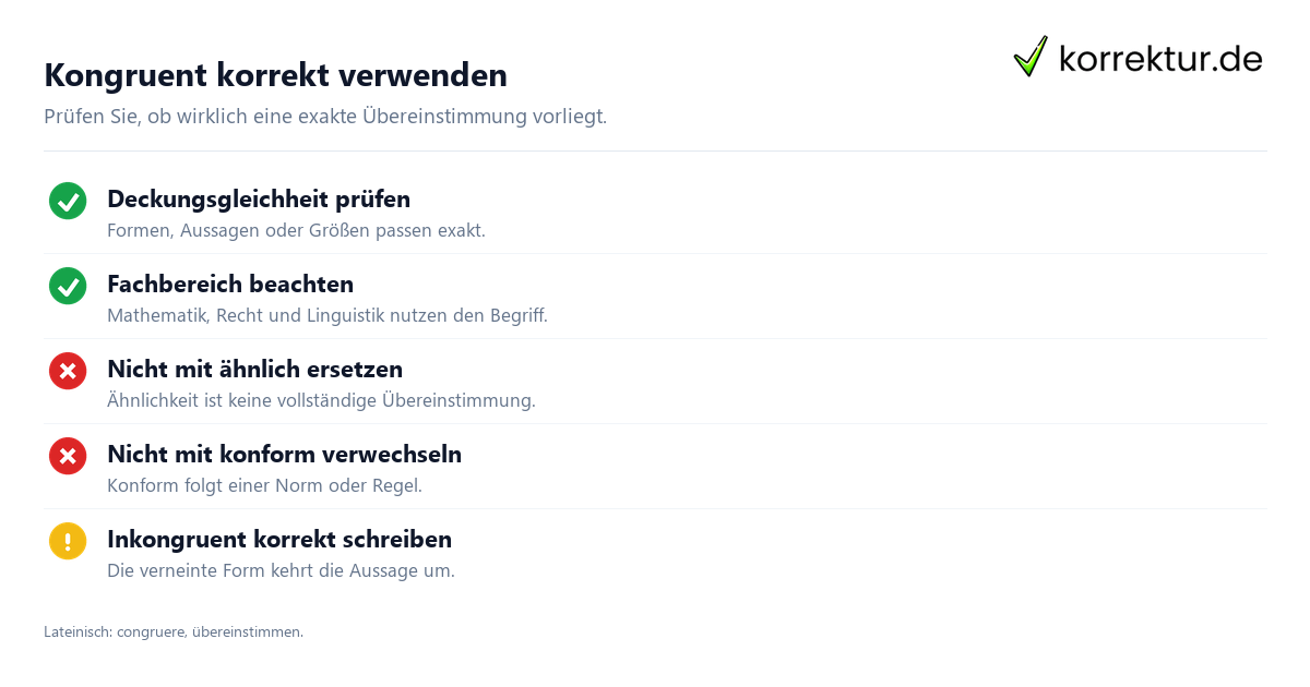 Kongruent korrekt verwenden kongruent Bedeutung: Begriff korrekt verwenden