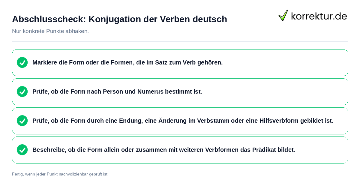 Abschlusscheck: Konjugation der Verben deutsch Konkreter Abschlusscheck zu Konjugation der Verben deutsch