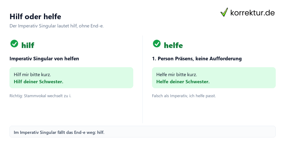 Hilf oder helfe Konjugation helfen: Imperativ hilf statt helfe