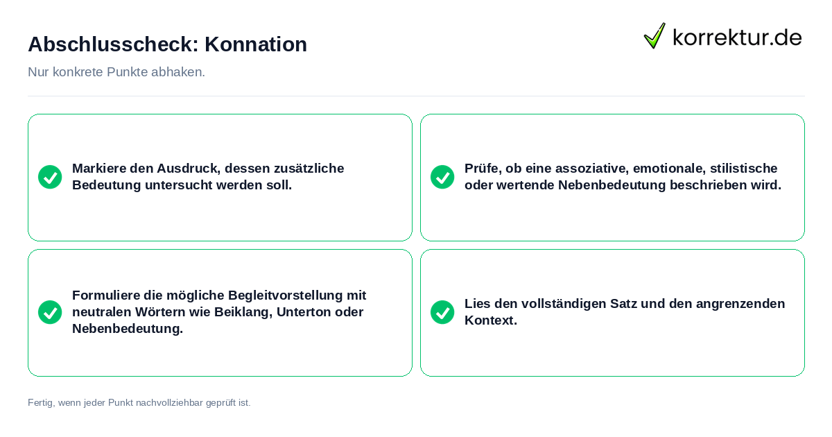 Konkreter Abschlusscheck zu Konnation