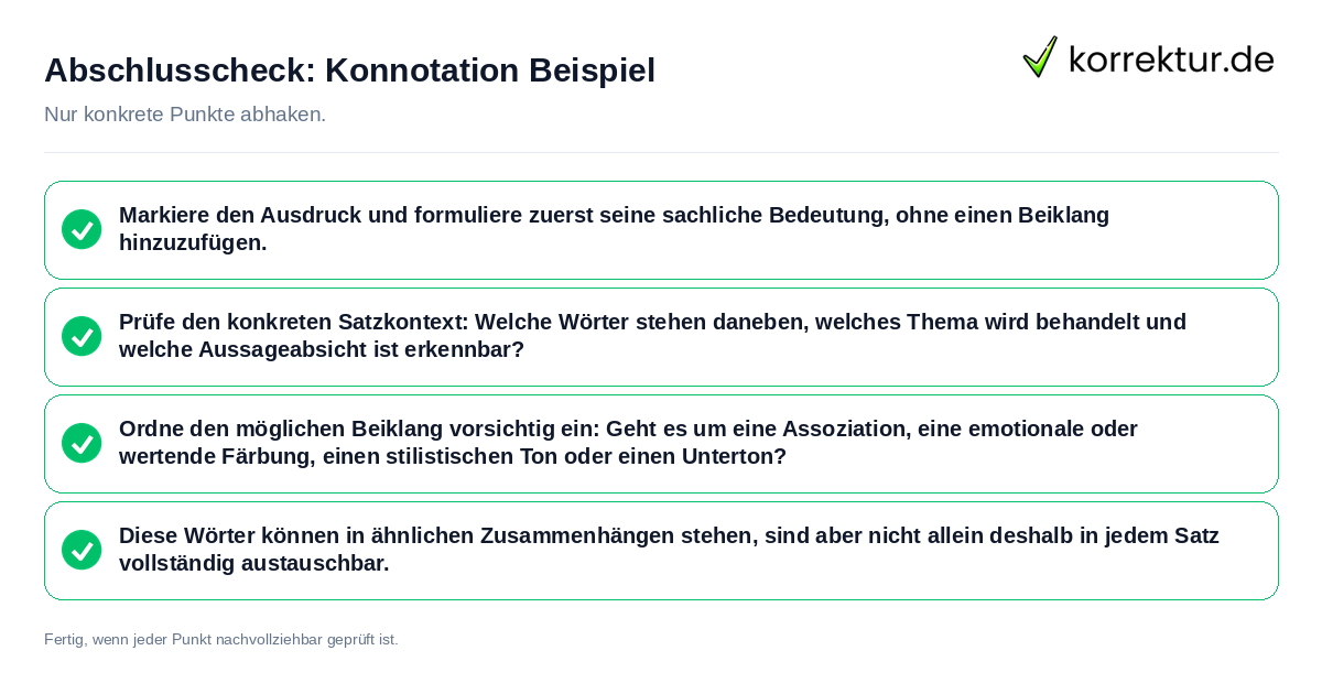 Konkreter Abschlusscheck zu Konnotation Beispiel