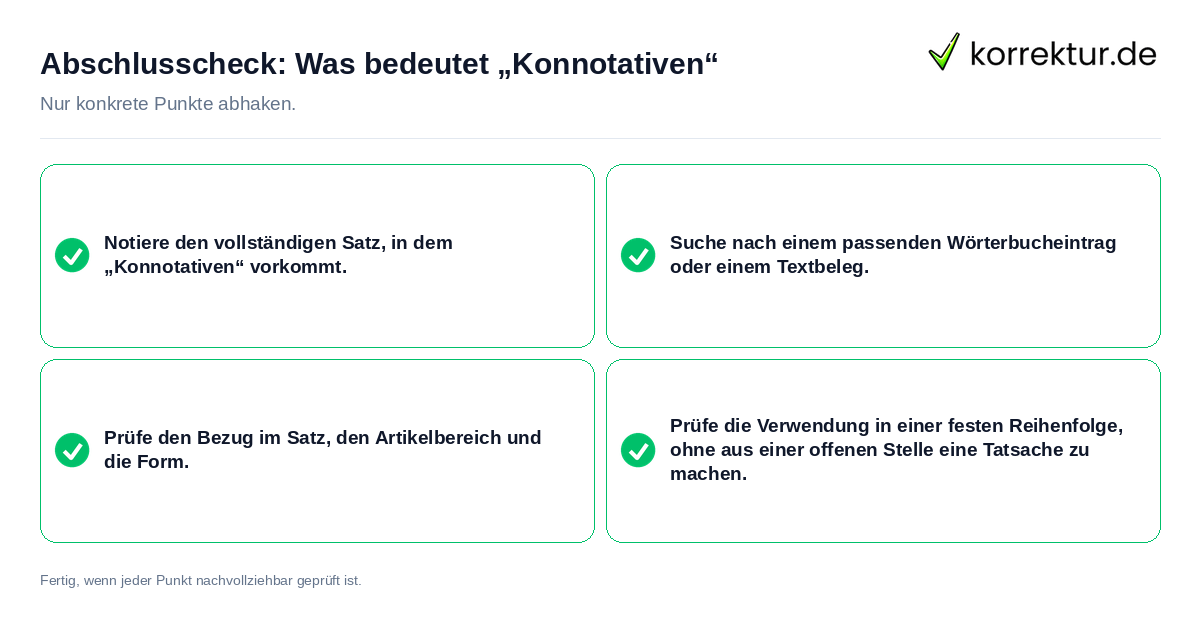Konkreter Abschlusscheck zu Was bedeutet „Konnotativen“