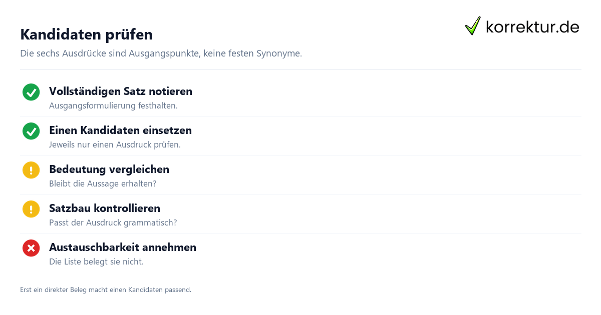 Kandidaten prüfen Was bedeutet konnotieren? Prüfkandidaten im Satz prüfen
