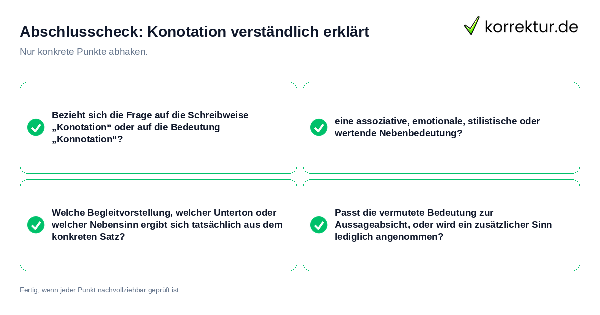 Konkreter Abschlusscheck zu Konotation verständlich erklärt