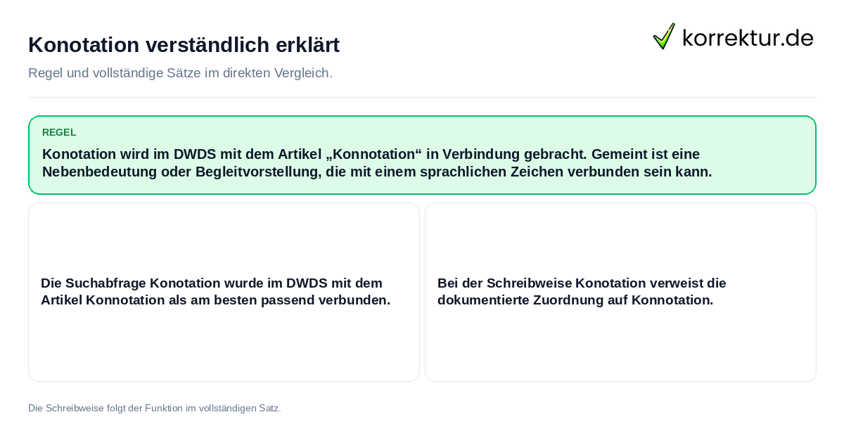 Konkrete Regel und vollständige Beispielsätze zu Konotation verständlich erklärt