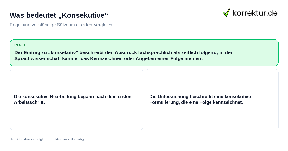 Konkrete Regel und vollständige Beispielsätze zu Was bedeutet „Konsekutive“