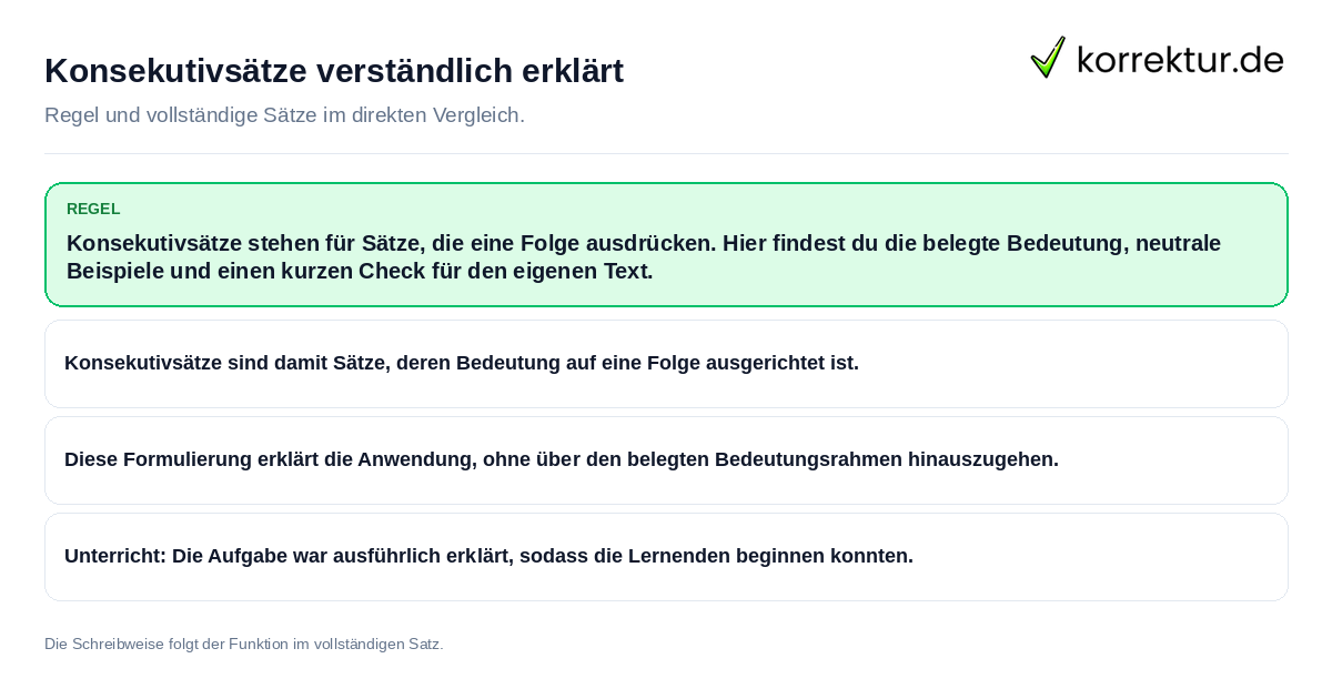 Konsekutivsätze verständlich erklärt Konkrete Regel und vollständige Beispielsätze zu Konsekutivsätze verständlich erklärt