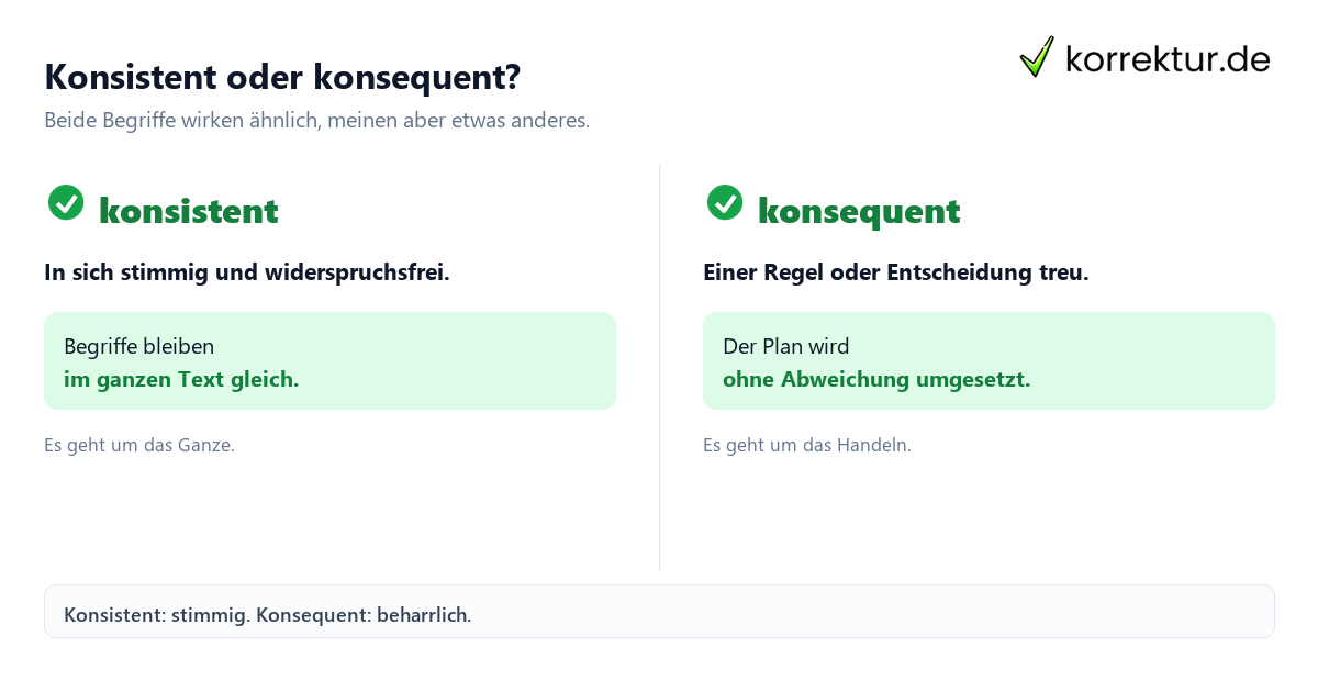 Konsistent oder konsequent? Konsistent Bedeutung: Abgrenzung zu konsequent