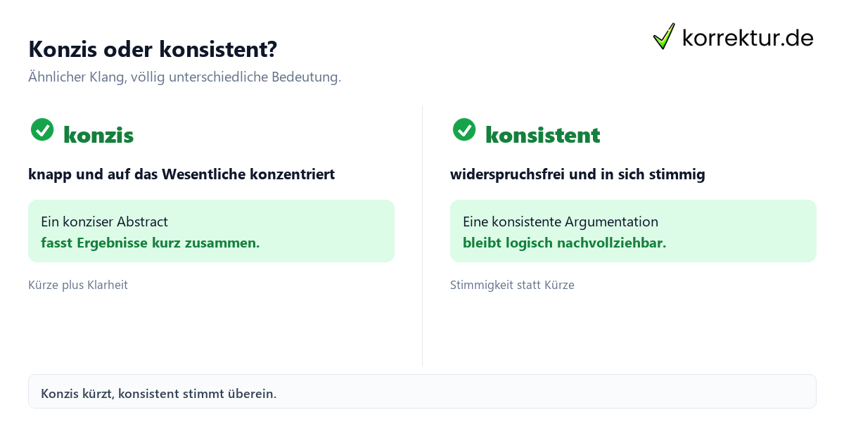 Konzis oder konsistent? konzis Bedeutung: Unterschied zwischen konzis und konsistent