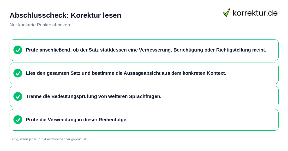 Konkreter Abschlusscheck zu Korektur lesen