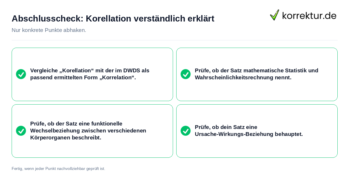 Konkreter Abschlusscheck zu Korellation verständlich erklärt