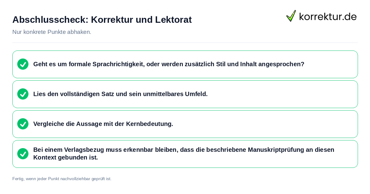 Konkreter Abschlusscheck zu Korrektur und Lektorat