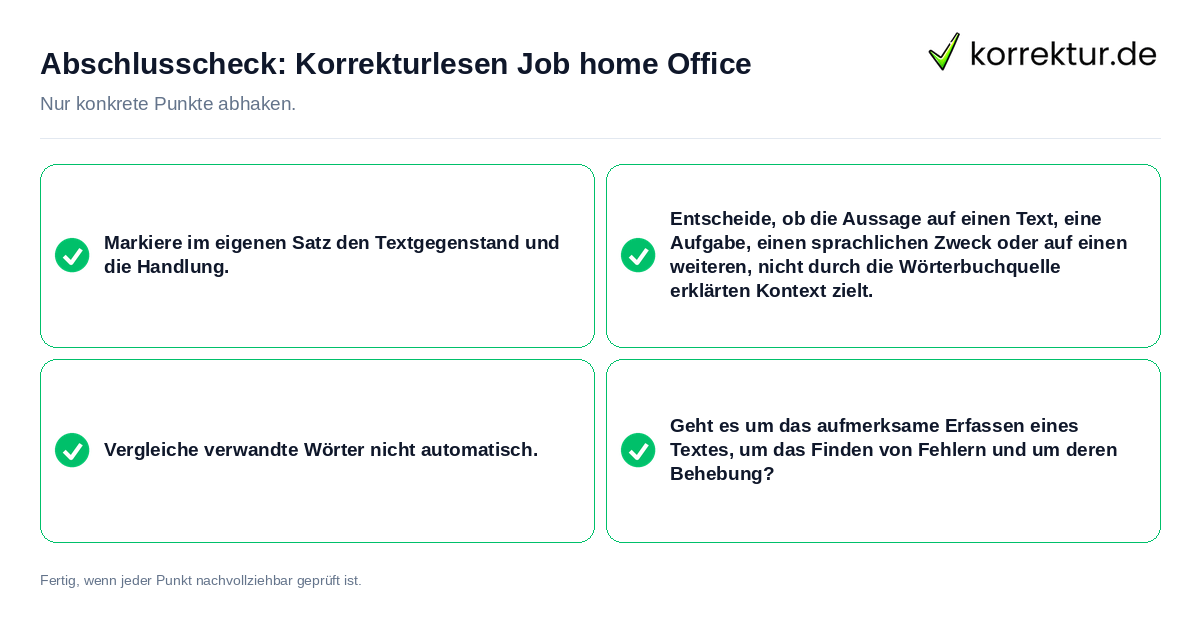 Abschlusscheck: Korrekturlesen Job home Office Konkreter Abschlusscheck zu Korrekturlesen Job home Office