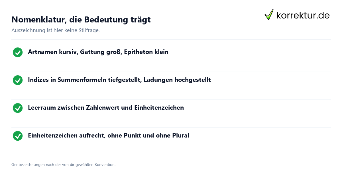Nomenklatur, die Bedeutung trägt Lektorat Naturwissenschaften: Nomenklaturregeln
