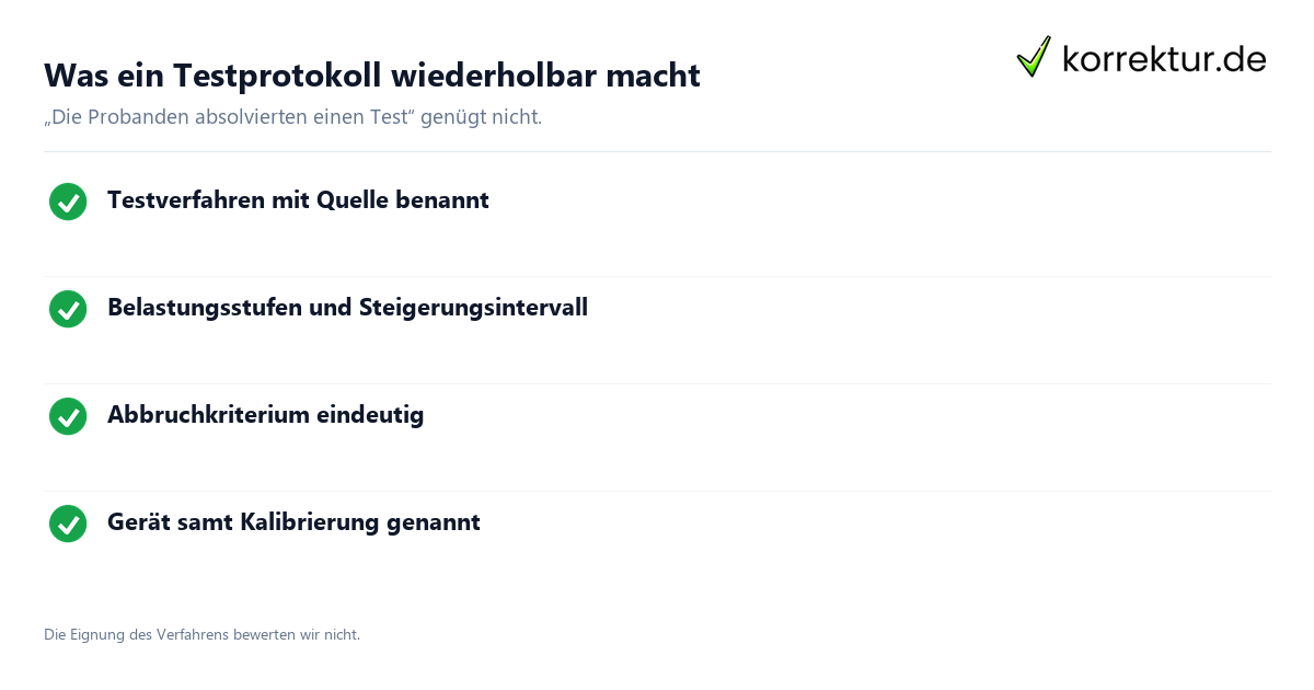 sportwissenschaftliche arbeiten: Sportwissenschaft: Angaben im Testprotokoll