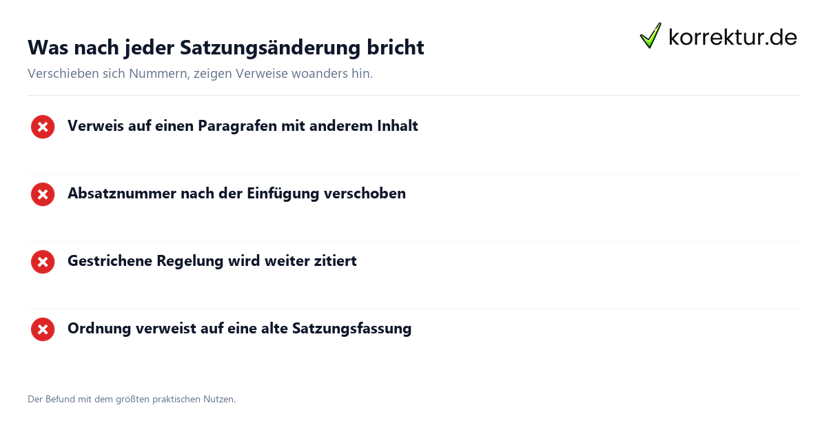 Was nach jeder Satzungsänderung bricht Vereinssatzung: Verweise nach Änderungen