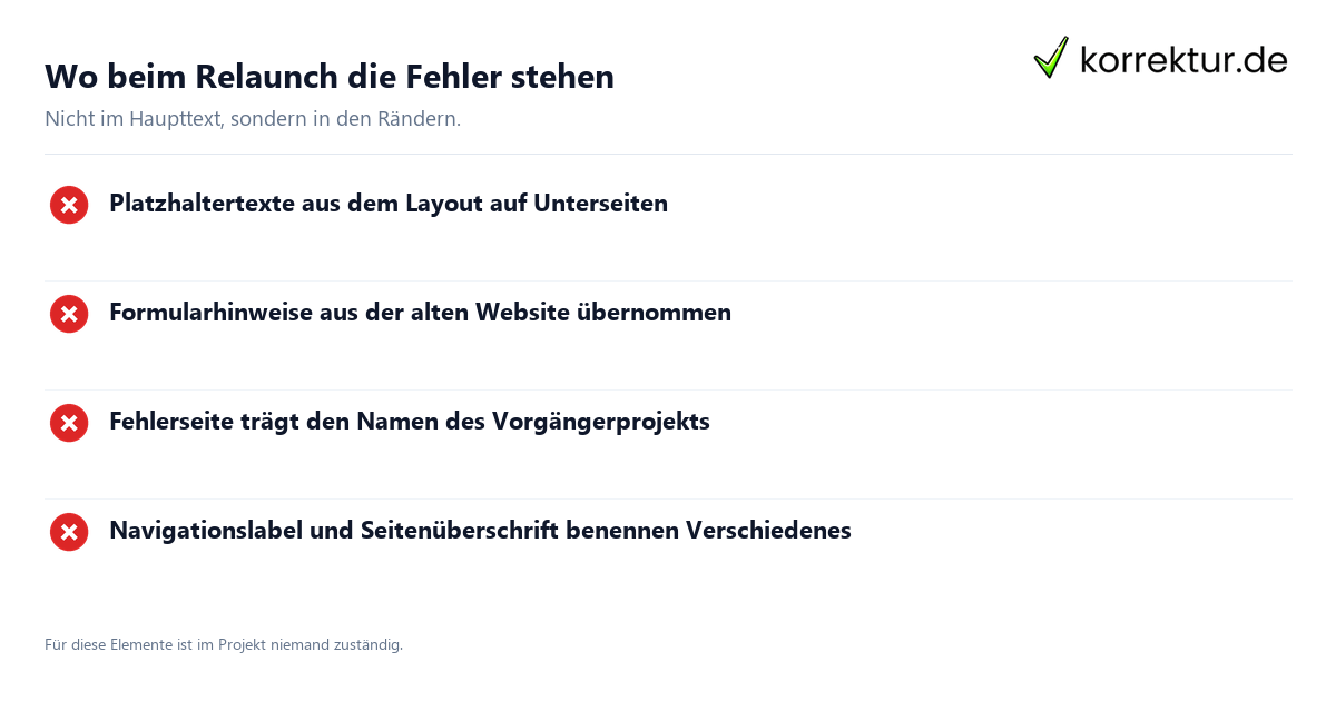Wo beim Relaunch die Fehler stehen Website-Relaunch: typische Fundstellen