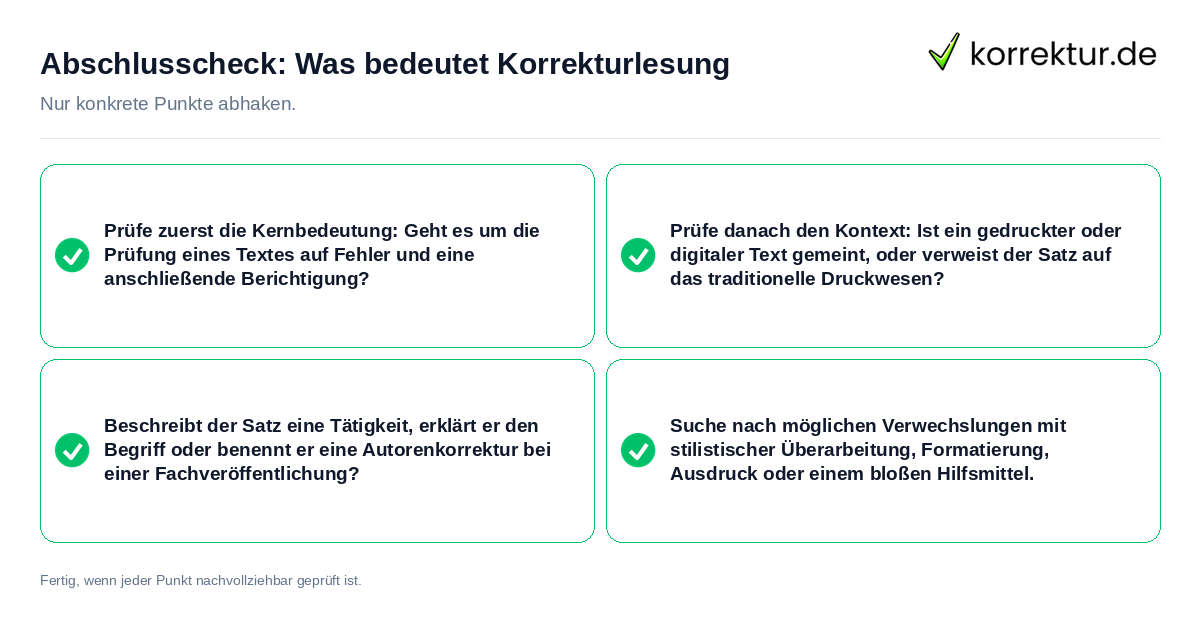 Konkreter Abschlusscheck zu Was bedeutet Korrekturlesung