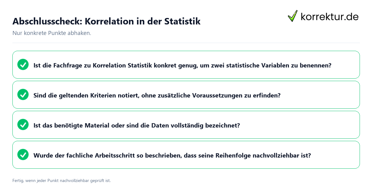 Konkreter Abschlusscheck zu Korrelation in der Statistik