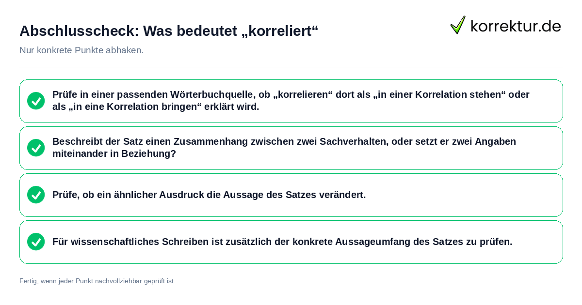 Abschlusscheck: Was bedeutet „korreliert“ Konkreter Abschlusscheck zu Was bedeutet „korreliert“