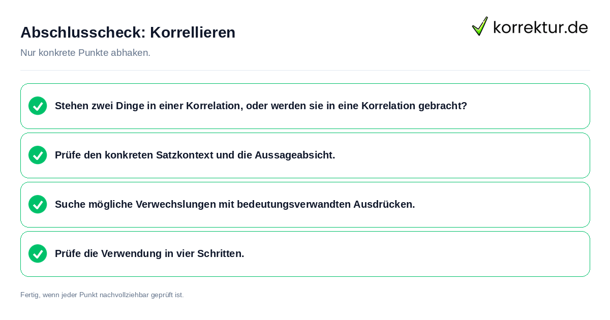 Konkreter Abschlusscheck zu Korrellieren