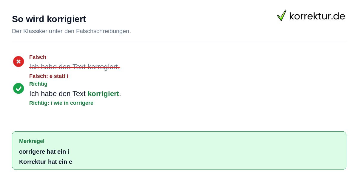 So wird korrigiert Rotstift-Korrektur: korregieren zu korrigieren