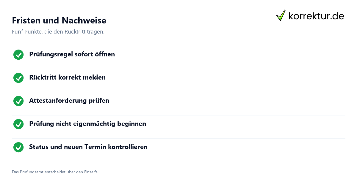 Krank bei Klausur Checkliste