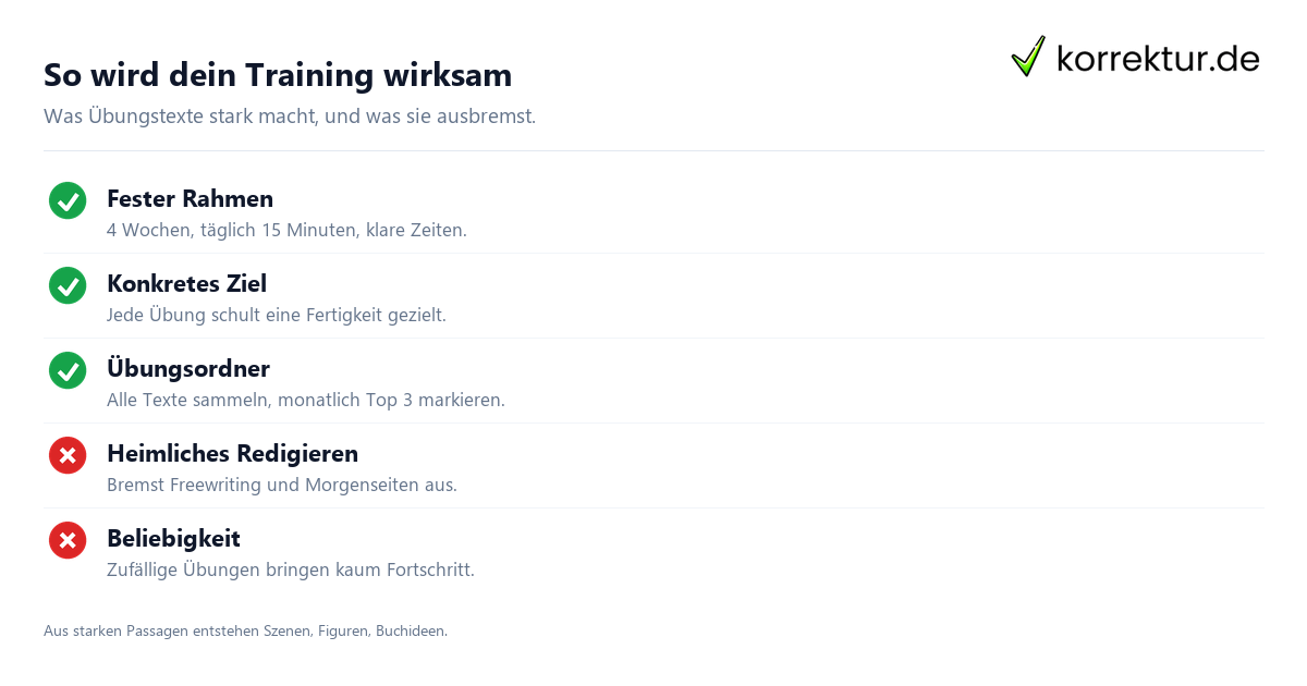 So wird dein Training wirksam Kreatives Schreiben: Regeln für effektives Üben