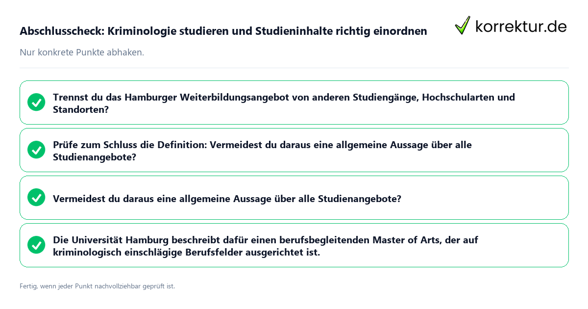 Abschlusscheck: Kriminologie studieren und Studieninhalte richtig einordnen Konkreter Abschlusscheck zu Kriminologie studieren und Studieninhalte richtig einordnen