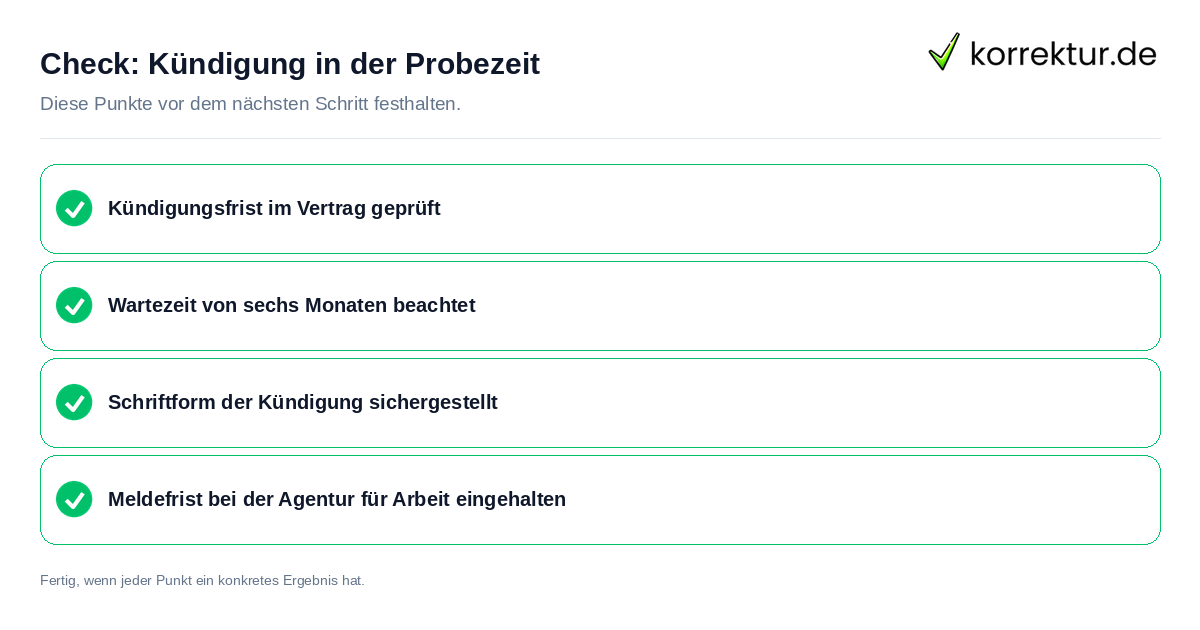 Check: Kündigung in der Probezeit Kündigung in der Probezeit: Prüfliste mit vier Punkten