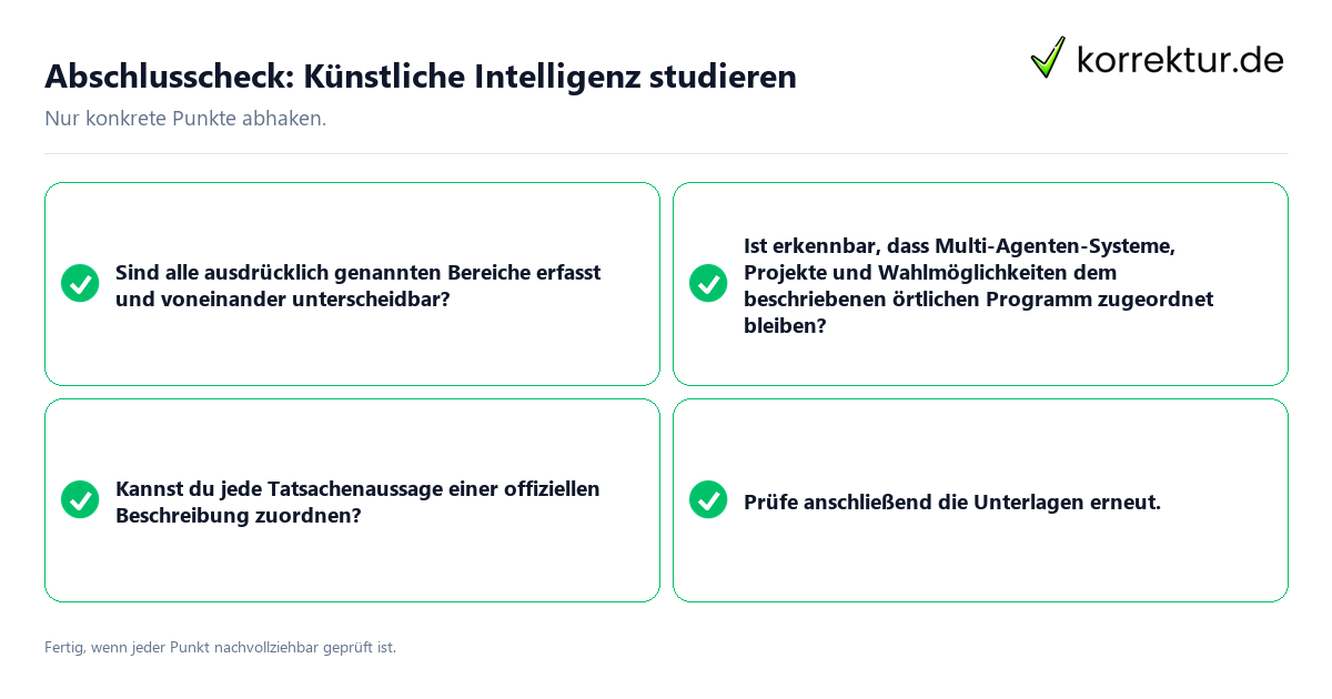 Konkreter Abschlusscheck zu Künstliche Intelligenz studieren