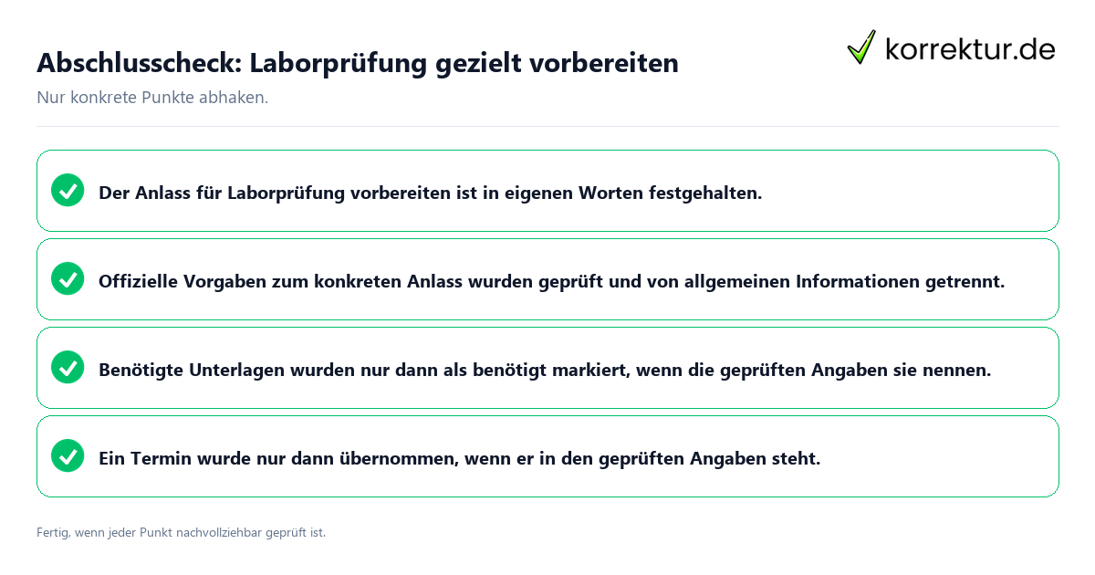 Abschlusscheck: Laborprüfung gezielt vorbereiten Konkreter Abschlusscheck zu Laborprüfung gezielt vorbereiten