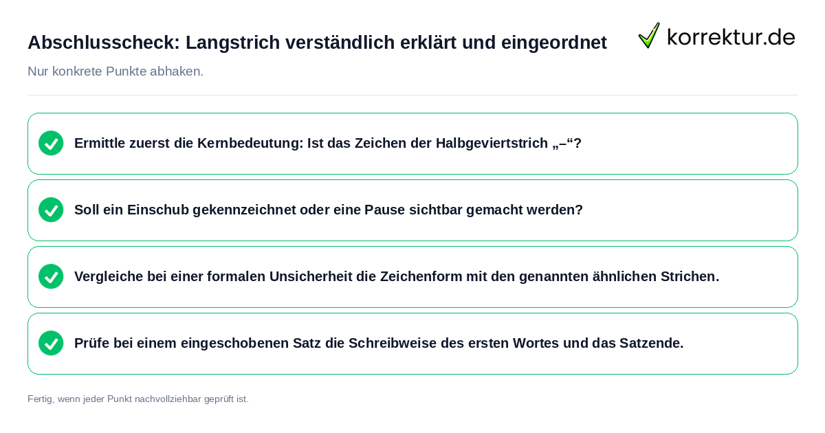 Konkreter Abschlusscheck zu Langstrich verständlich erklärt und eingeordnet