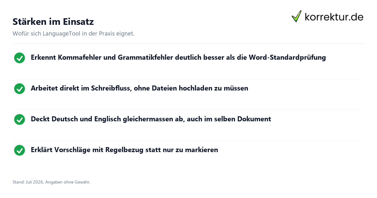 Stärken im Einsatz LanguageTool im Test: Erfahrungen aus der Praxis: Stärken im Überblick