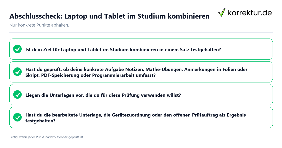 Konkreter Abschlusscheck zu Laptop und Tablet im Studium kombinieren