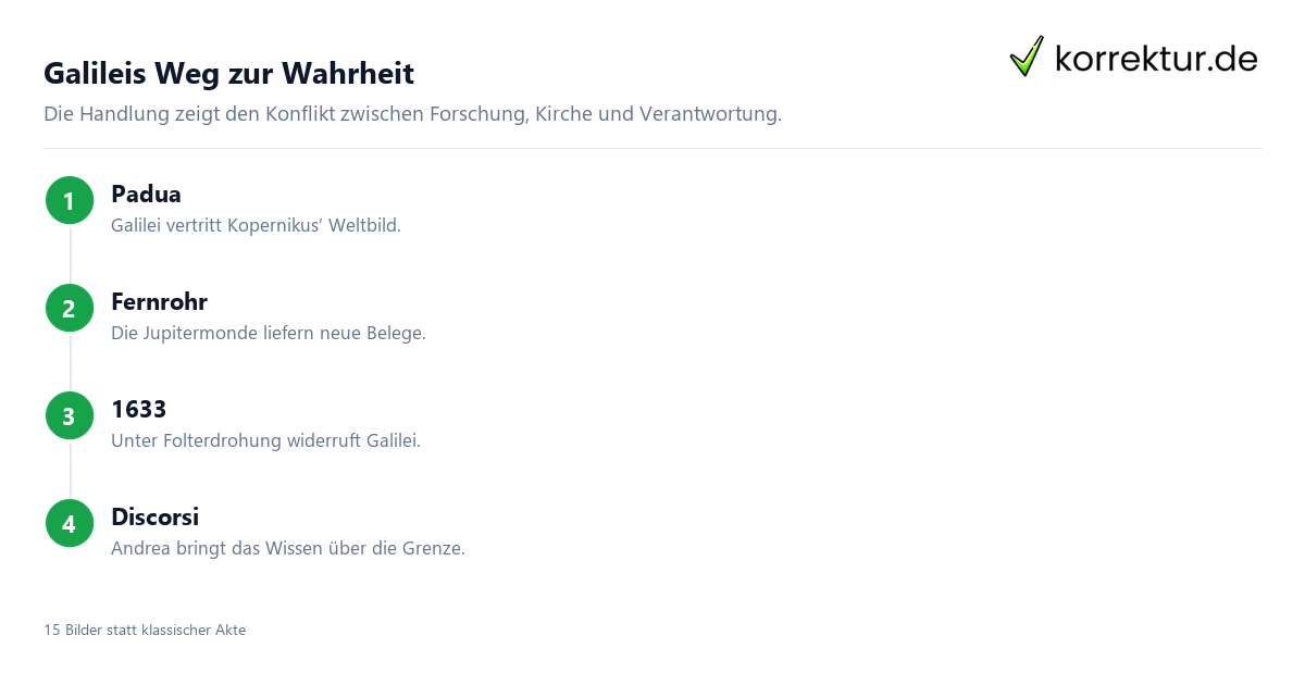 Galileis Weg zur Wahrheit Leben des Galilei Handlung in vier Schritten