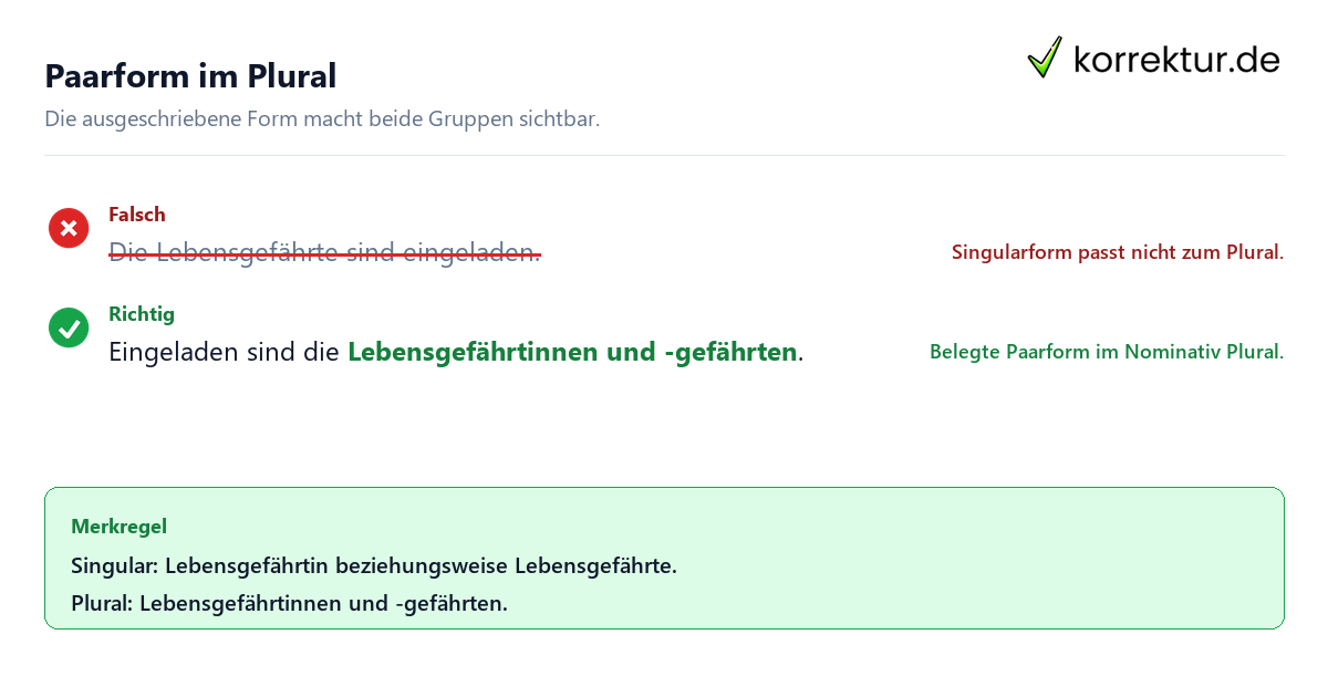 Lebensgefährte richtig gendern: Paarform im Plural korrekt verwenden