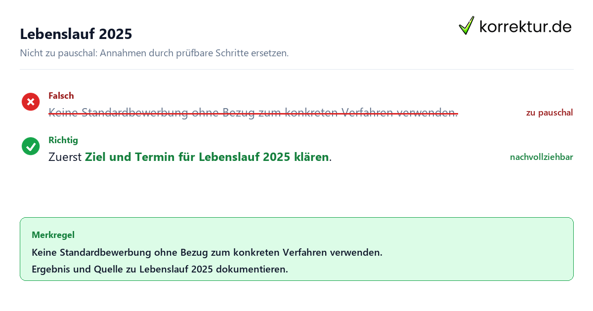 Ungeeignete und belastbare Vorgehensweise bei Lebenslauf 2025
