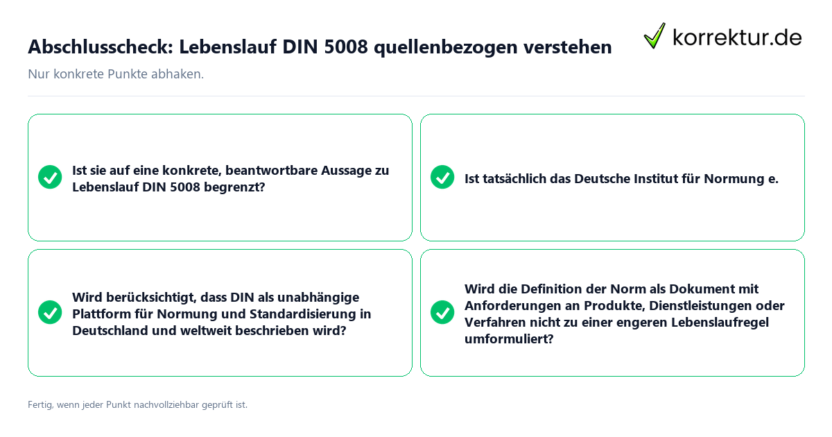 Abschlusscheck: Lebenslauf DIN 5008 quellenbezogen verstehen Konkreter Abschlusscheck zu Lebenslauf DIN 5008 quellenbezogen verstehen
