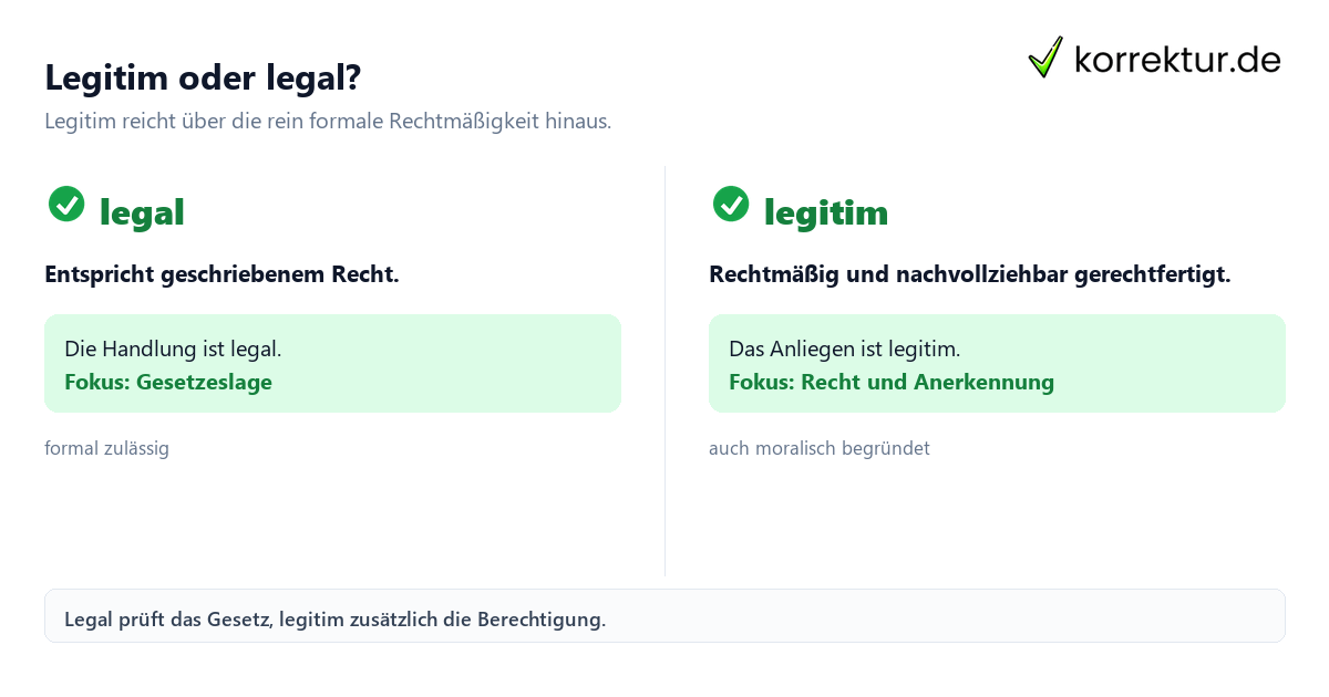 Legitim oder legal? legitim Bedeutung: Unterschied zwischen legitim und legal